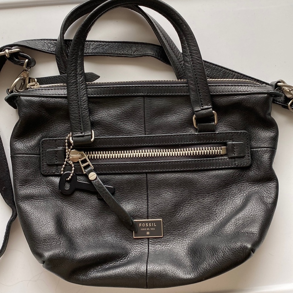 Fossil Dawson Black Leather Crossbody bag